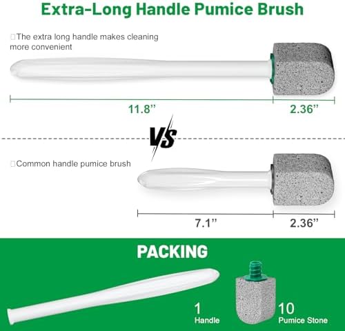 Limpiador de Inodoro con Piedra Pómez, Cepillo para Baño con Mango de 30CM, Refacciones para Eliminar Manchas de Agua Dura, Incluye 1 Varita + 10 - imagen 2