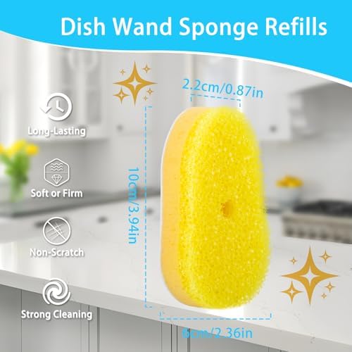 12 Paquetes de Recargas de Esponja para Varita de Platos Compatible con Scrub Daddy - Cabezas de Repuesto para Cepillo de Limpieza de Comida Pegada, - imagen 2