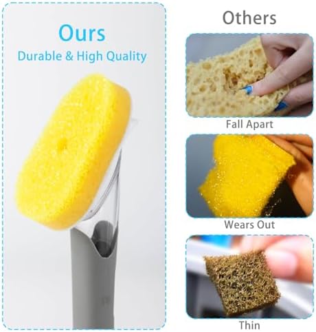12 Paquetes de Recargas de Esponja para Varita de Platos Compatible con Scrub Daddy - Cabezas de Repuesto para Cepillo de Limpieza de Comida Pegada, - imagen 6