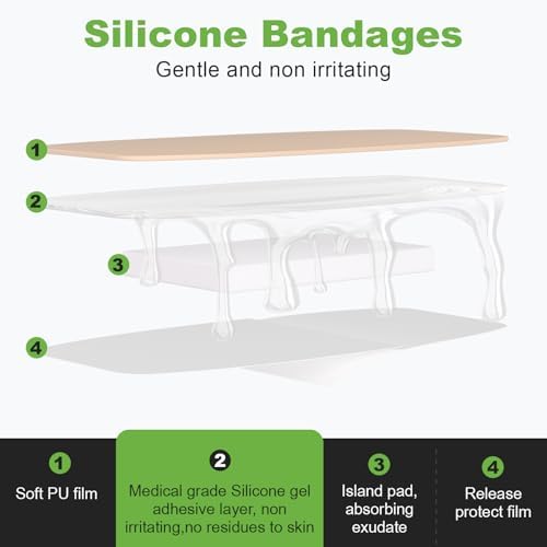 G+ GUIGABUL Curitas de Silicón para Piel Sensible, Tamaño Grande, 20 Piezas, Retiro Sin Dolor, Impermeables y Hipoalergénicas, 2x4 - imagen 4