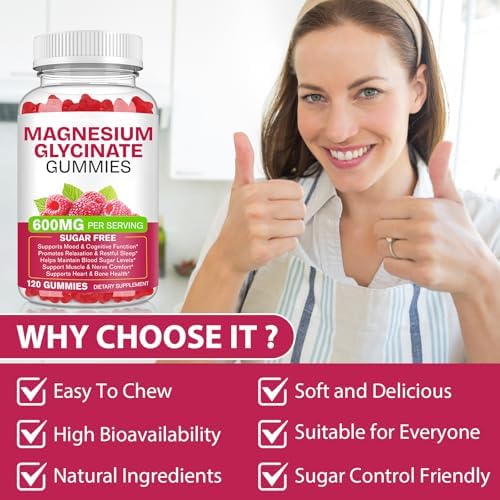 Gomitas de Magnesio Glicinato 120 piezas - Suplemento de Magnesio sin Azúcar - Apoya Sueño, Memoria, Ánimo, Relajación, Corazón y Huesos - imagen 7
