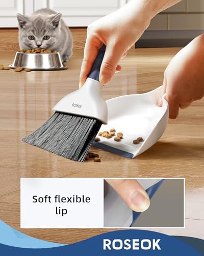 Set de Escoba y Recogedor Mini ROSEOK para Limpieza, Compacto para Escritorio, Cocina, Oficina y Auto, Azul Marino, 1 Paquete - imagen 3