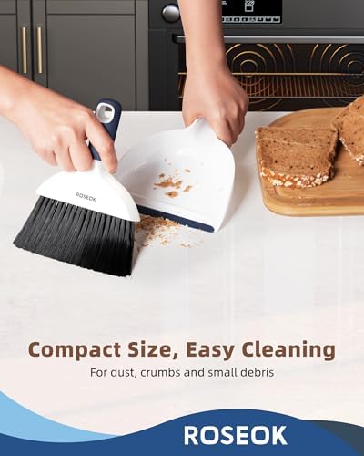 Set de Escoba y Recogedor Mini ROSEOK para Limpieza, Compacto para Escritorio, Cocina, Oficina y Auto, Azul Marino, 1 Paquete - imagen 6