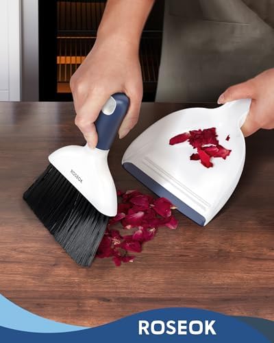 Set de Escoba y Recogedor Mini ROSEOK para Limpieza, Compacto para Escritorio, Cocina, Oficina y Auto, Azul Marino, 1 Paquete - imagen 7
