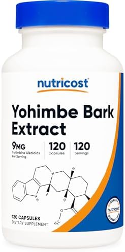 Nutricost Extracto de Corteza de Yohimbe 450mg (9mg de Alcaloides Yohimbina), 120 Cápsulas - Extra Fuerte, Libre de Gluten, No Transgénico - imagen 1