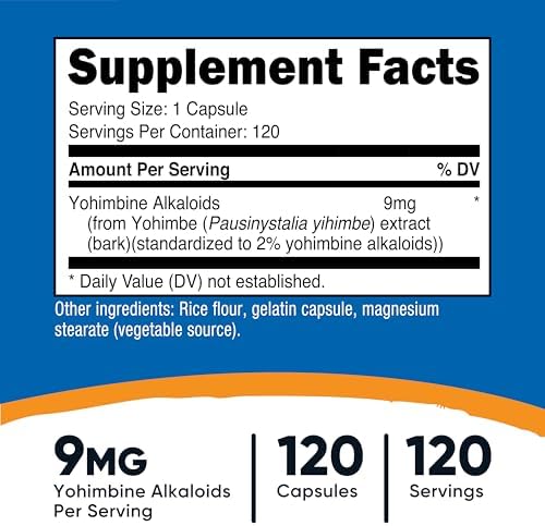 Nutricost Extracto de Corteza de Yohimbe 450mg (9mg de Alcaloides Yohimbina), 120 Cápsulas - Extra Fuerte, Libre de Gluten, No Transgénico - imagen 2