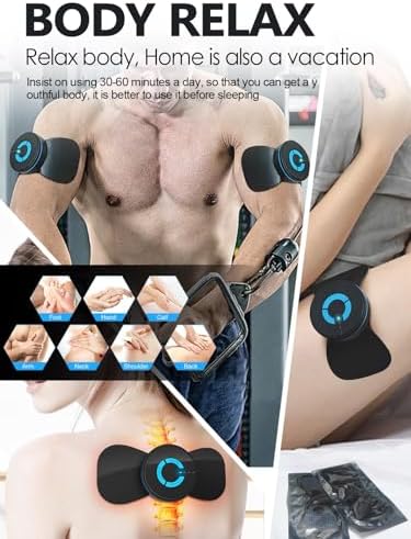 Pawfan Tens Negro con 2 Almohadillas, Mini Masajeador EMS de Microcorriente, Estimulador Muscular Multifuncional para Alivio del Dolor Corporal - imagen 8