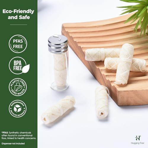 HUGGING TREE Refil de Hilo Dental de Seda Natural | Hilo Dental Libre de PFAS | Biodegradable y Cero Residuos | Menta (5 Paquetes, 33 Yardas Cada Uno) - imagen 3