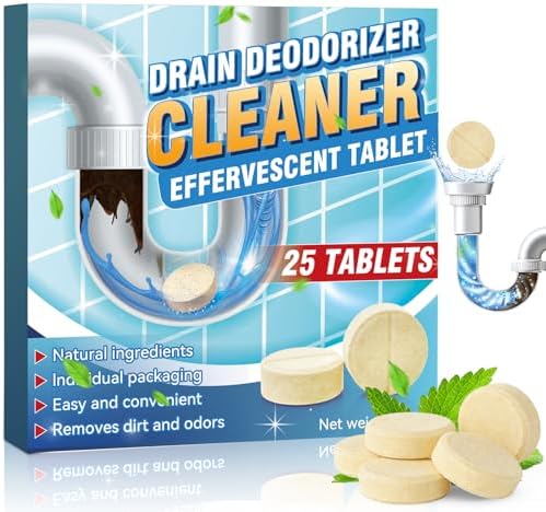 Tabletas Limpiadoras y Desodorantes para Desechos, 25 Piezas, Limpiador de Desagües Espumoso, Elimina Residuos y Olores en Cocina, Baño y WC, - imagen 1