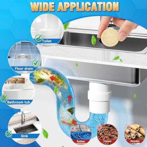 Tabletas Limpiadoras y Desodorantes para Desechos, 25 Piezas, Limpiador de Desagües Espumoso, Elimina Residuos y Olores en Cocina, Baño y WC, - imagen 5