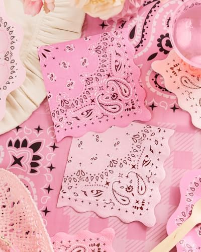 Servilletas Cowgirl xo, Fetti – 24 Servilletas de Papel | Bandana Rosa, Fiesta Western, Despedida de Soltera, Cumpleaños, Decoración Glam, Yeehaw, - imagen 2
