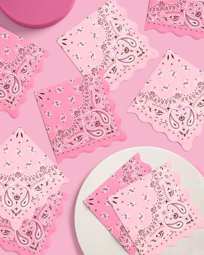 Servilletas Cowgirl xo, Fetti – 24 Servilletas de Papel | Bandana Rosa, Fiesta Western, Despedida de Soltera, Cumpleaños, Decoración Glam, Yeehaw, - imagen 4