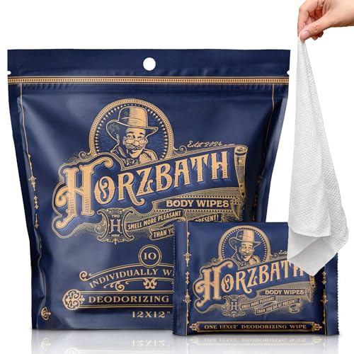 Toallitas Corporales Horzbath BIG Individuales - 12 x 12 Toallitas de Ducha Extra Grandes para Hombres y Mujeres - 10 Paquetes para Gimnasio, Camping - imagen 1