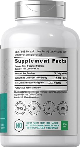 Horbäach Péptidos de Colágeno Marino 2000mg | 180 Cápsulas | Tipo 1 con Calcio | Suplemento Libre de OGM y Gluten - imagen 2