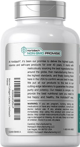 Horbäach Péptidos de Colágeno Marino 2000mg | 180 Cápsulas | Tipo 1 con Calcio | Suplemento Libre de OGM y Gluten - imagen 3