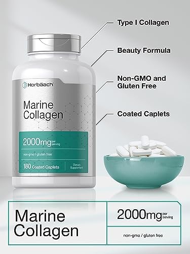 Horbäach Péptidos de Colágeno Marino 2000mg | 180 Cápsulas | Tipo 1 con Calcio | Suplemento Libre de OGM y Gluten - imagen 4