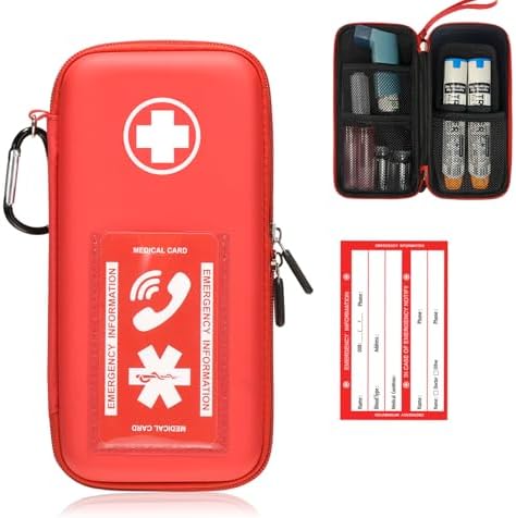 Funda para EpiPen, Bolsa Médica Dura con Mosquetón para 2 EpiPens, Inhalador, Auvi-Q, Gotas para los Ojos, Antihistamínicos y Medicamentos para - imagen 1