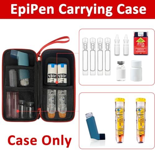 Funda para EpiPen, Bolsa Médica Dura con Mosquetón para 2 EpiPens, Inhalador, Auvi-Q, Gotas para los Ojos, Antihistamínicos y Medicamentos para - imagen 2