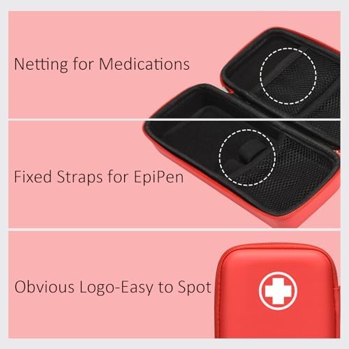 Funda para EpiPen, Bolsa Médica Dura con Mosquetón para 2 EpiPens, Inhalador, Auvi-Q, Gotas para los Ojos, Antihistamínicos y Medicamentos para - imagen 3