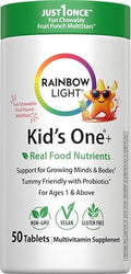Rainbow Light Kids One + Multivitamínico | 50 Tabletas Masticables | Con Hierro y Probióticos Amigables para el Estómago | Sabor Fruta Punch | - imagen 1