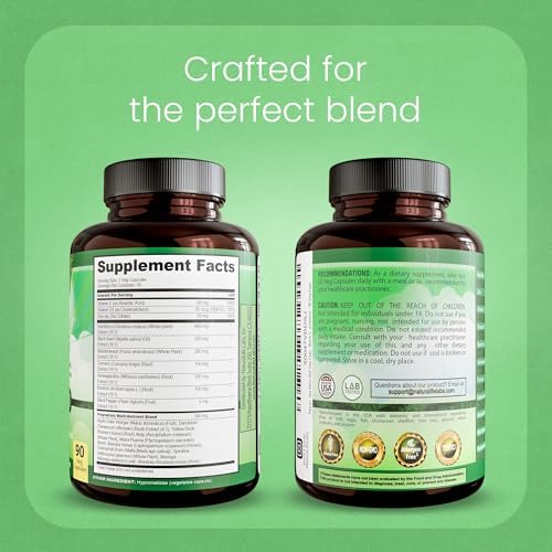 Moss Marino, Aceite de Semilla Negra, Bladderwrack, Cúrcuma, Ashwagandha, Bardana, Vitamina C, D3, Raíz de Yellow Dock, Manuka, Diente de León - 90 - imagen 7