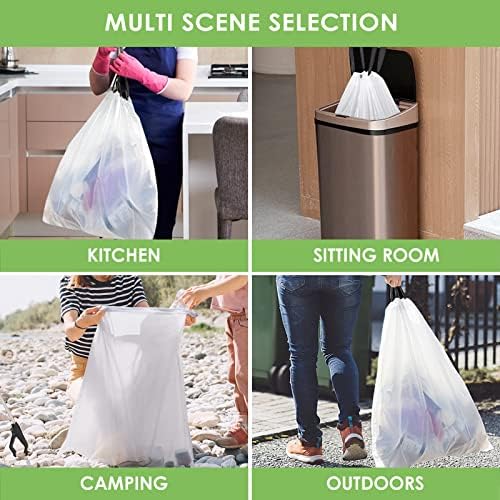 Bolsas de Basura de Cocina Teivio de 15 Galones, 60 Cuentas, Resistentes, con Cinta, para Hogar, Oficina y Jardín, Color Blanco - imagen 4