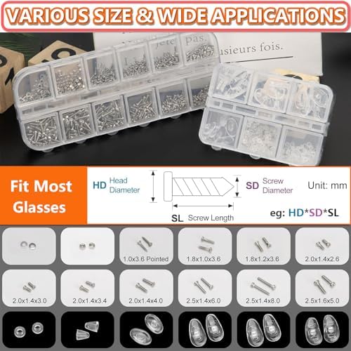 Kit de Reparación de Gafas con Tornillos, Mini Kit de Reparación, Incluye Almohadillas de Silicón, Pinzas y Destornillador para Gafas y Lentes de Sol - imagen 2