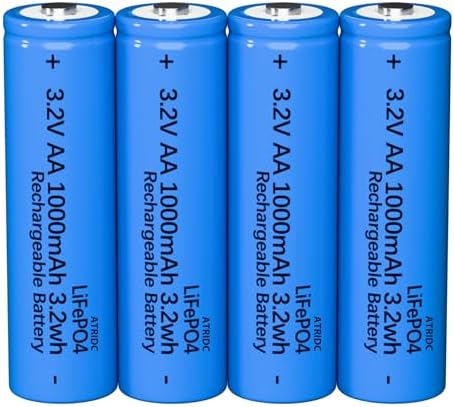 Baterías Solares ATRIDC AA 3.2V LiFePo4 para Luces Solares, 4 Piezas para Faroles y Postes Solares - imagen 1