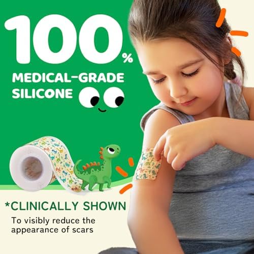 Tiras de Silicona para Cicatrices de Niños: Cinta de Silicona de Dinosaurios (1.6x 60 Roll-1.5M) - Tiras Médicas para Cicatrices Quirúrgicas, Acné, - imagen 2