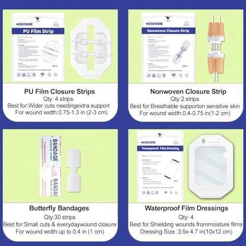 Tiras de Cierre para Heridas, Paquete de 40, Dispositivo sin Puntos para Cortes y Laceraciones, Bandas Mariposa, Impermeables y Transpirables - imagen 6
