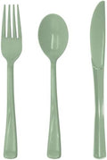 Juego de Utensilios de Plástico Verde Salvia de 150 Piezas: 50 Cucharas, 50 Cuchillos y 50 Tenedores Desechables para Cumpleaños, Baby Shower, - imagen 1