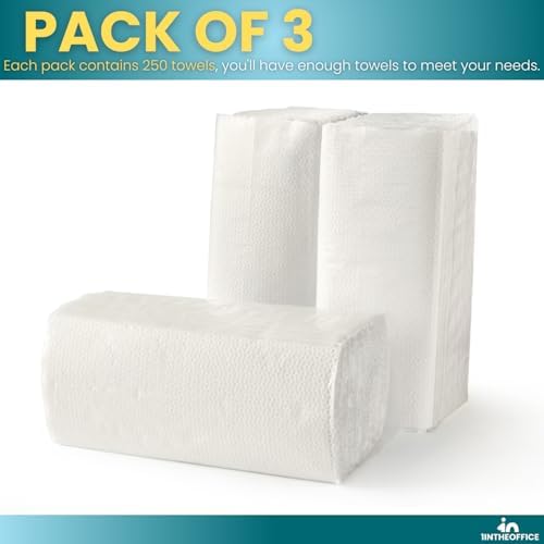 Toallas de Papel Multicapa 1InTheOffice, Toallas de Mano para Baño, 1 Capa, 9 x 9.45, 250 Toallas/Paquete, Paquete de 3 - imagen 7