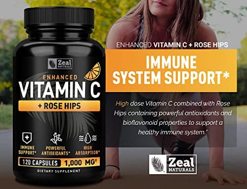 Vitamina C con Rosa Mosqueta 1000mg - Suplemento de Ácido Ascórbico - Cápsulas de Alta Dosis para Apoyo Inmunológico - 120 Cápsulas - imagen 2