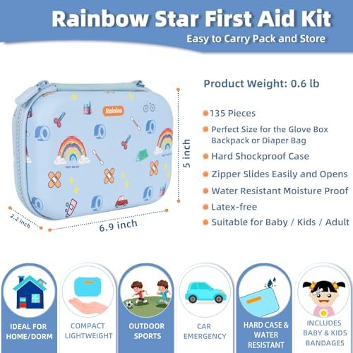 Kit de ros Auxilios RAINLOS Pequeño para Casa, Auto, Viajes, Camping y Niños, Mini Kit Médico Portátil Ideal para Bolsa, Mochila y Más - imagen 2