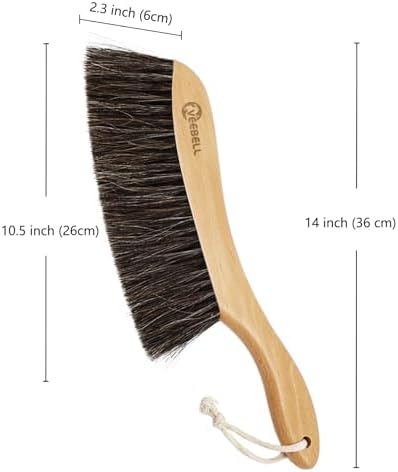 Cepillo de Caballo para Limpieza del Hogar, Escoba de Mano con Mango de Madera, Cepillo Suave de 14 para Muebles, Cama, Chimenea y Auto - imagen 2