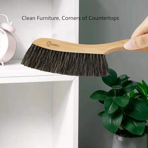 Cepillo de Caballo para Limpieza del Hogar, Escoba de Mano con Mango de Madera, Cepillo Suave de 14 para Muebles, Cama, Chimenea y Auto - imagen 5