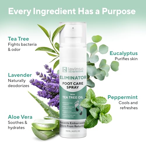 Spray Lavinso para el Cuidado del Pie de Atleta con Aceite de Árbol de Té – Desodorante para Zapatos y Eliminador de Olores para Pies - imagen 4