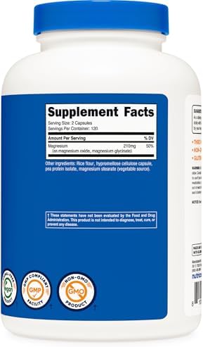 Nutricost Magnesio+ Fuerza Regular (210mg, 240 Cápsulas) - 120 Porciones, con Glicinato y Óxido de Magnesio, Sin OGM, Sin Gluten y Apto para Veganos - imagen 5