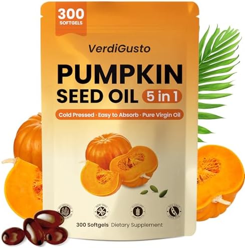 Aceite de Semilla de Calabaza con Palma Enana | 300 Softgels | Aceite de Linaza, Aceite de Semilla de Comino Negro y Biotina | Prensado en Frío, - imagen 1
