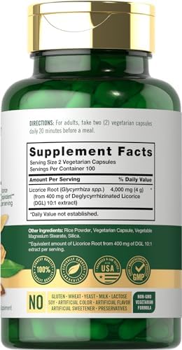 Carlyle DGL | 200 Cápsulas | Suplemento de Regaliz Deglicirrizado | Vegetariano, Sin OGM y Libre de Gluten - imagen 2