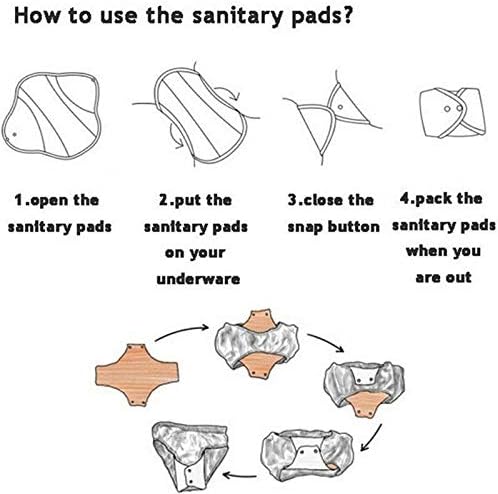 Set de 6 Almohadillas Menstruales Reutilizables de Bambú Orgánico, Impermeables, 5 Almohadillas para Flujo Abundante + 1 Bolsa Húmeda Mini - imagen 8