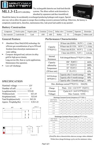 Batería de Respaldo Mighty Max 12V 1.3Ah para Puertas de Mascotas Power Pet de High Tech - imagen 6