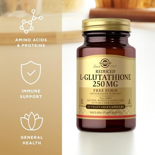 Solgar L-Glutatión Reducido 250 mg - 30 Cápsulas Vegetales - Soporte Antioxidante - No GMO, Vegano, Sin Gluten, Sin Lácteos, Kosher - 30 Porciones - imagen 4