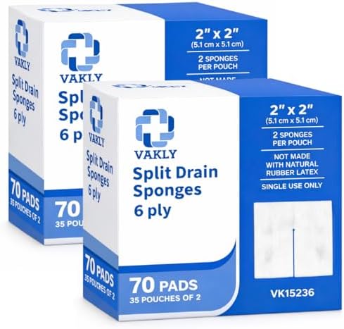 Gasa Estéril Vakly 2 x 2 6 Capas (Paquete de 140) – Esponjas Absorbentes No Tejidas con Corte Previo para Cuidado de IV y Traqueostomía - imagen 1