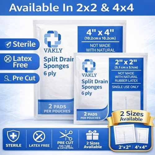 Gasa Estéril Vakly 2 x 2 6 Capas (Paquete de 140) – Esponjas Absorbentes No Tejidas con Corte Previo para Cuidado de IV y Traqueostomía - imagen 2