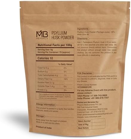Psyllium Husk Powder MB Herbals 1 lb (16 oz) | Libre de Gluten, Vegano, No OGM | Polvo Fino Amigable con la Dieta Keto para Hornear, Batidos y - imagen 2