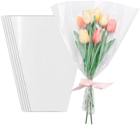 100 Piezas de Bolsas Transparentes para Empaque de Flores - Ideal para Florerías y Centros Comerciales (15X12) - imagen 1