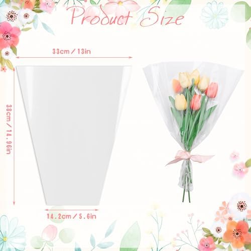 100 Piezas de Bolsas Transparentes para Empaque de Flores - Ideal para Florerías y Centros Comerciales (15X12) - imagen 4