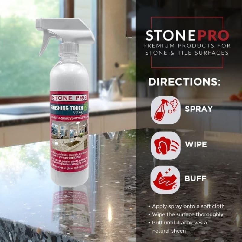 Stone Pro, Spray Pulidor y Limpiador de Piedra, Toque Final para Encimeras - imagen 3