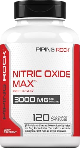 Suplemento de Óxido Nítrico Piping Rock | 3000mg | 120 Cápsulas | Mezcla Máxima con L Arginina y L Citrulina | Sin OGM, Sin Gluten - imagen 1